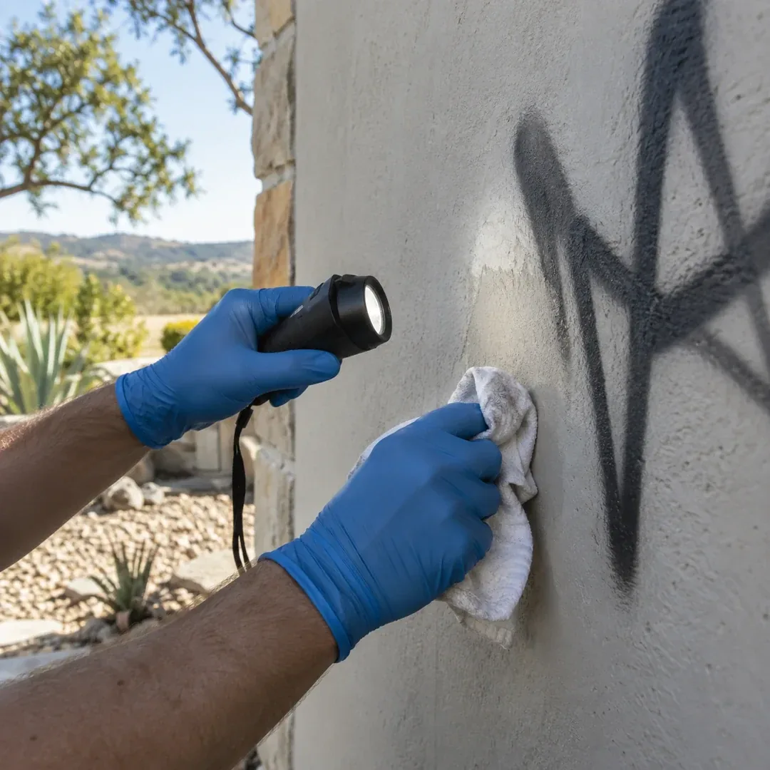 Painted surface assessment before graffiti removal