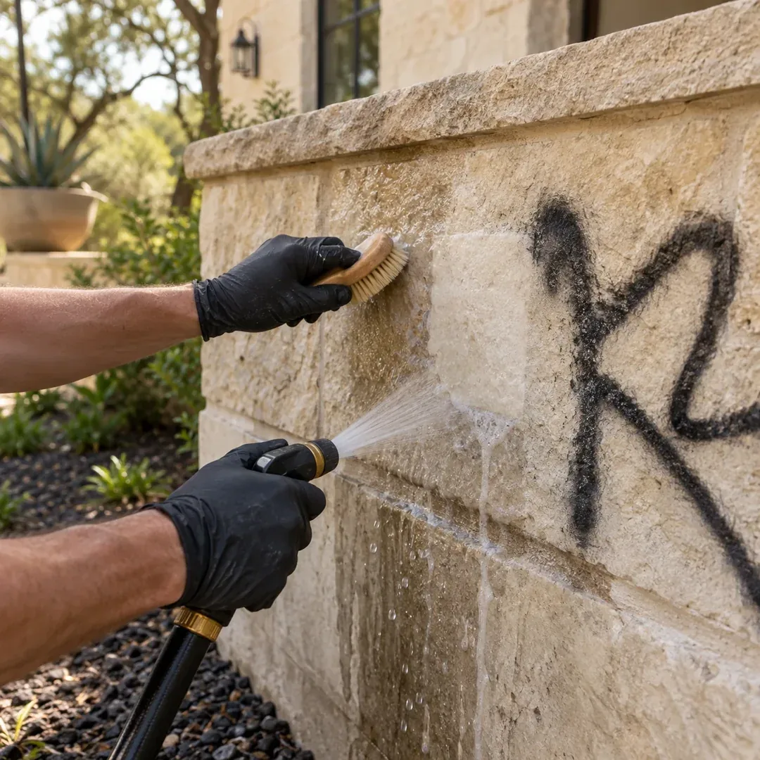 Graffiti removal from natural stone
