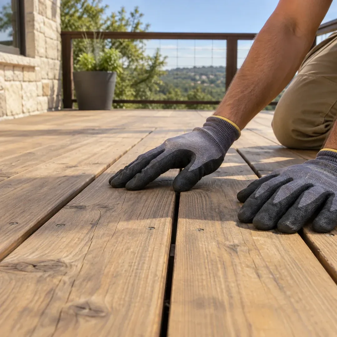Wood deck prepared for staining
