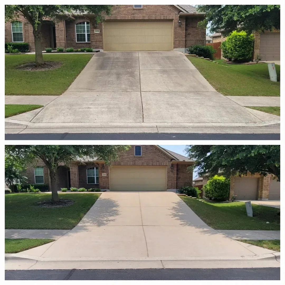 Driveway cleaning before and after result