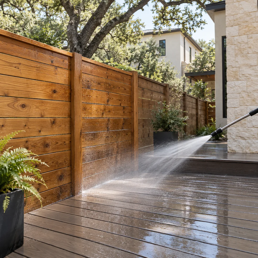 Deck & Fence Cleaning service planning for an Austin property