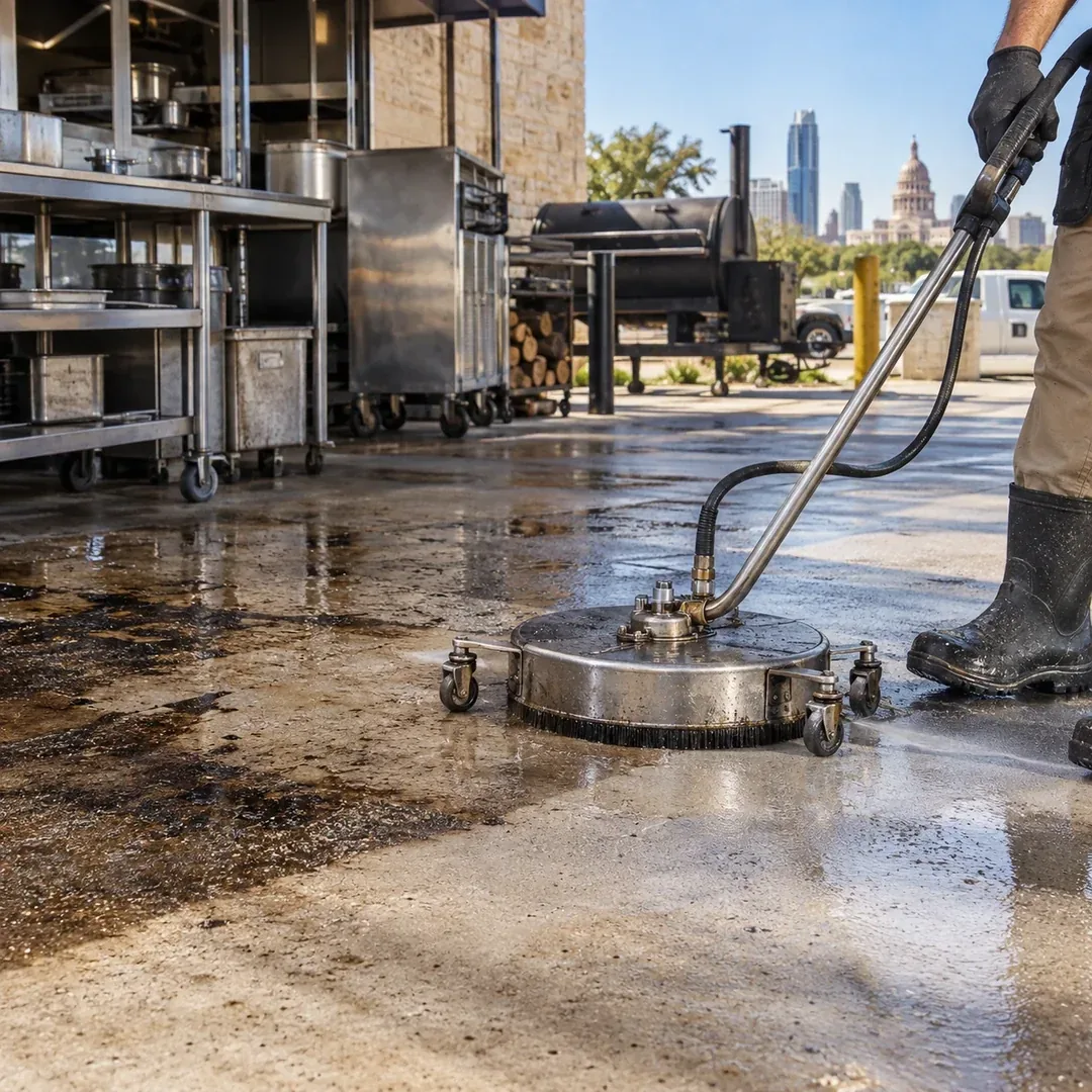 Commercial concrete degreasing