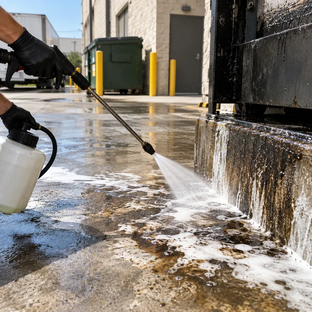 Commercial concrete degreasing