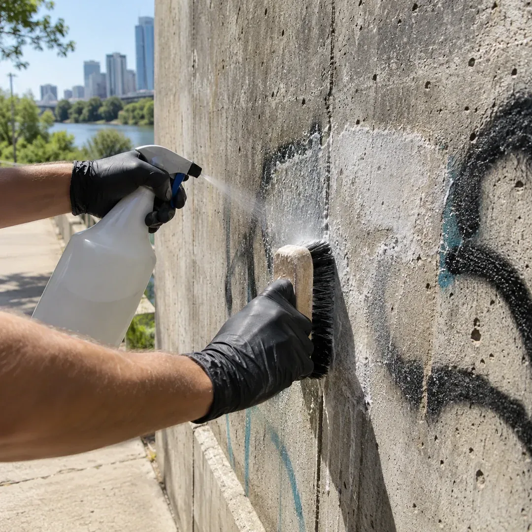 Graffiti removal from natural stone