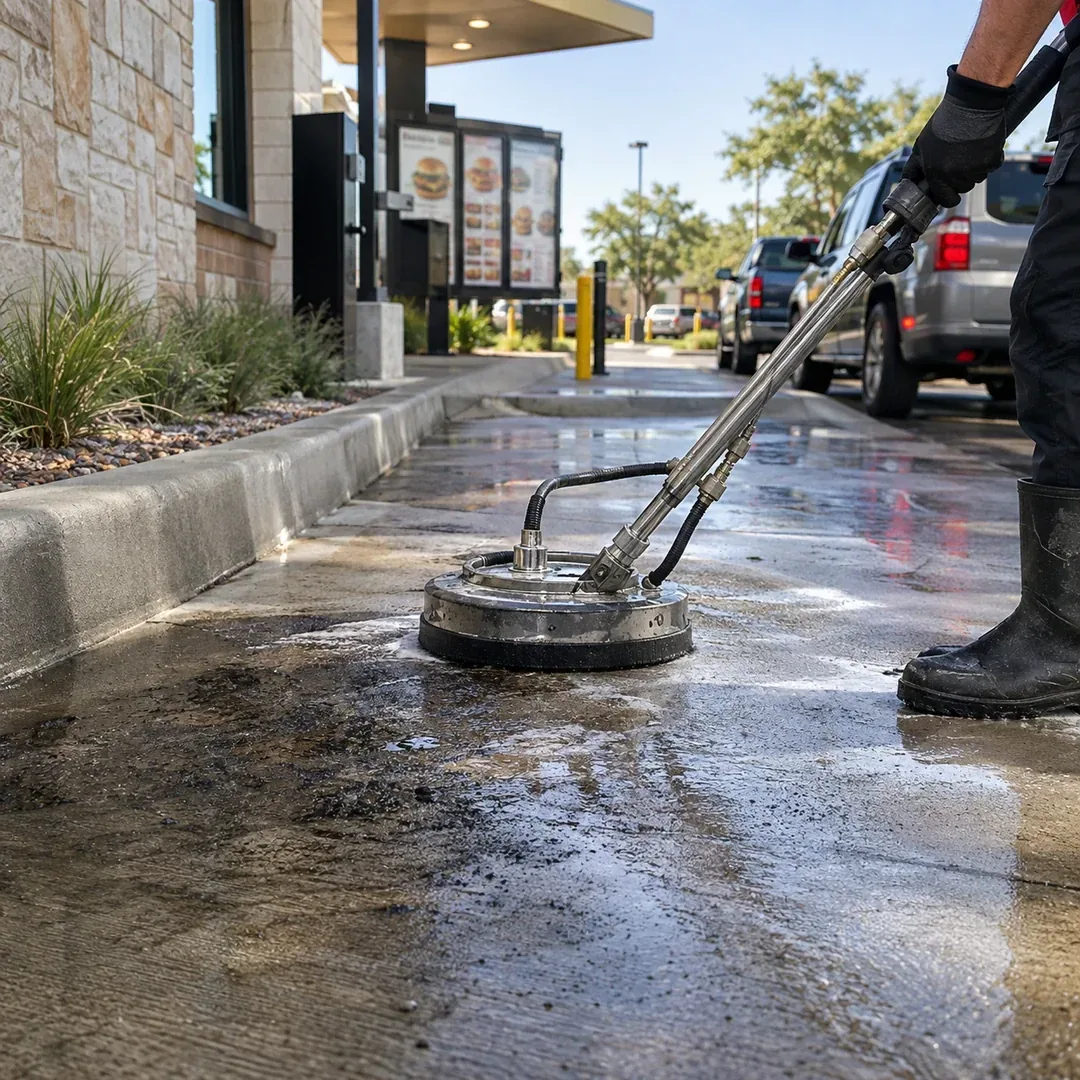 Restaurant drive thru lane degreasing