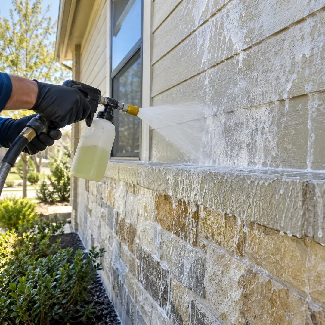 Gentle soft washing on residential siding