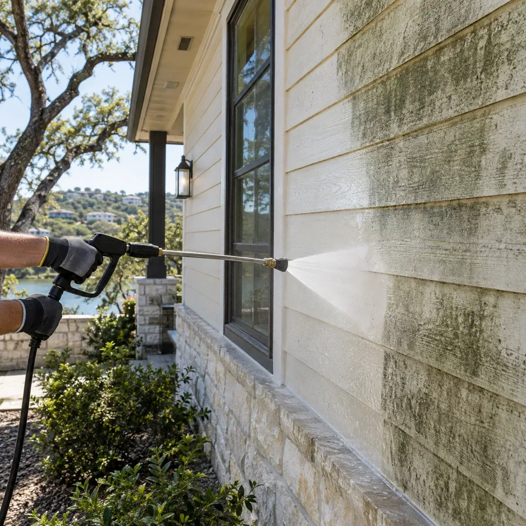 Exterior siding cleaning before painting