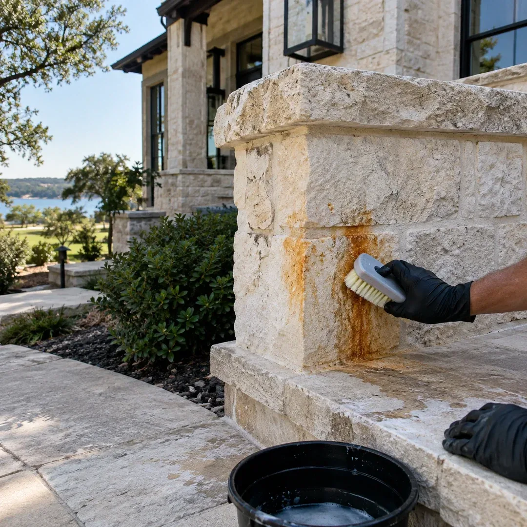 Rust stain treatment on limestone