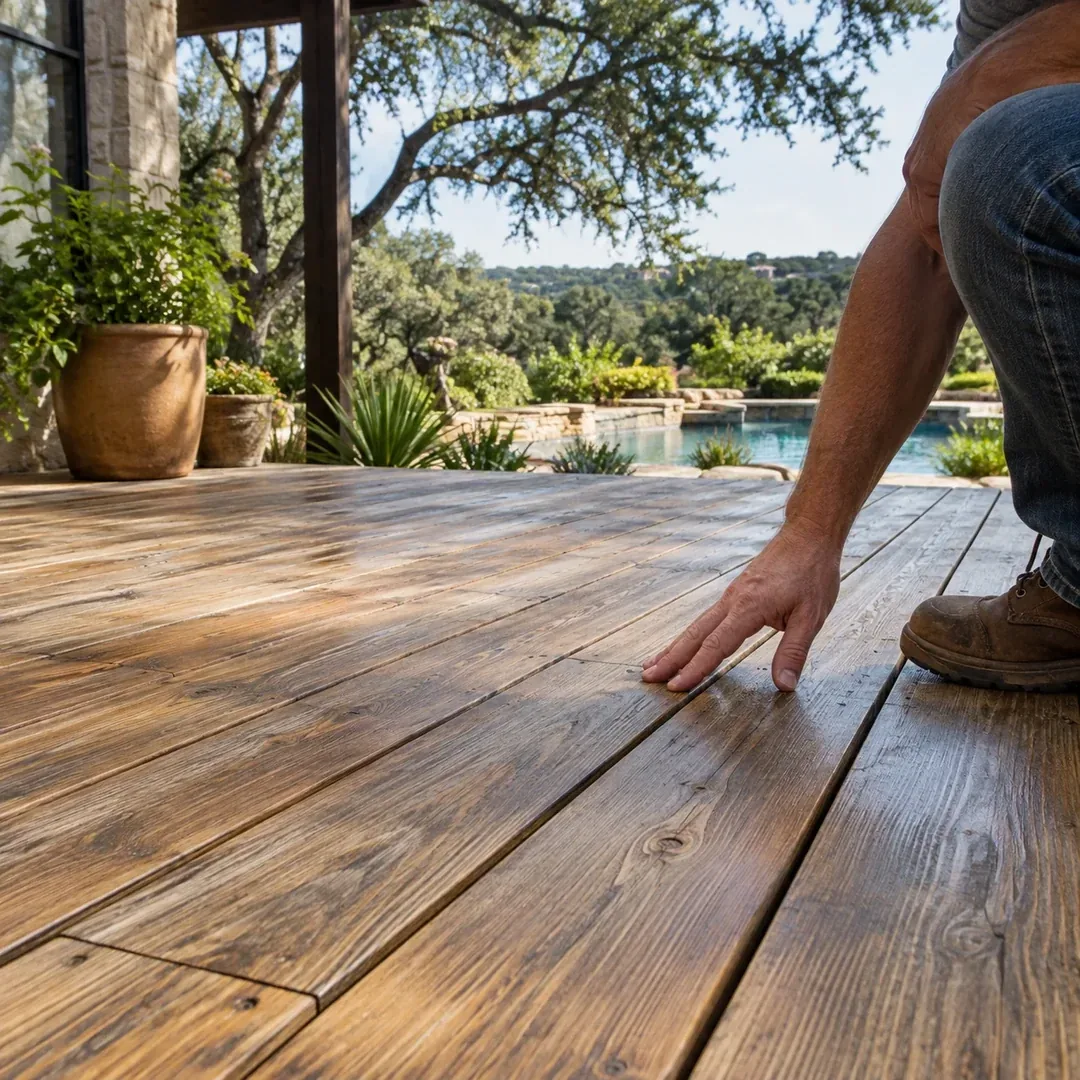 Wood deck prepared for staining