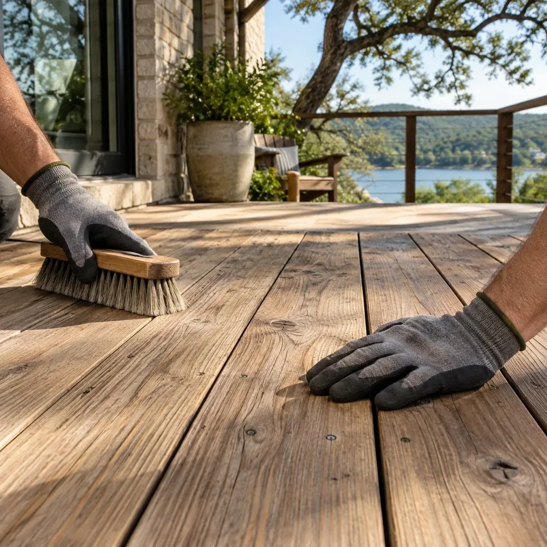 Professional wood deck cleaning