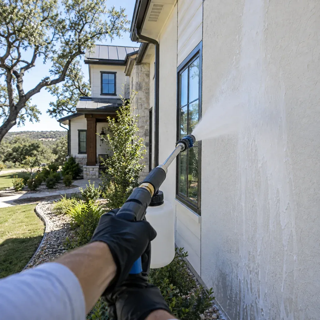 Gentle soft washing on residential siding