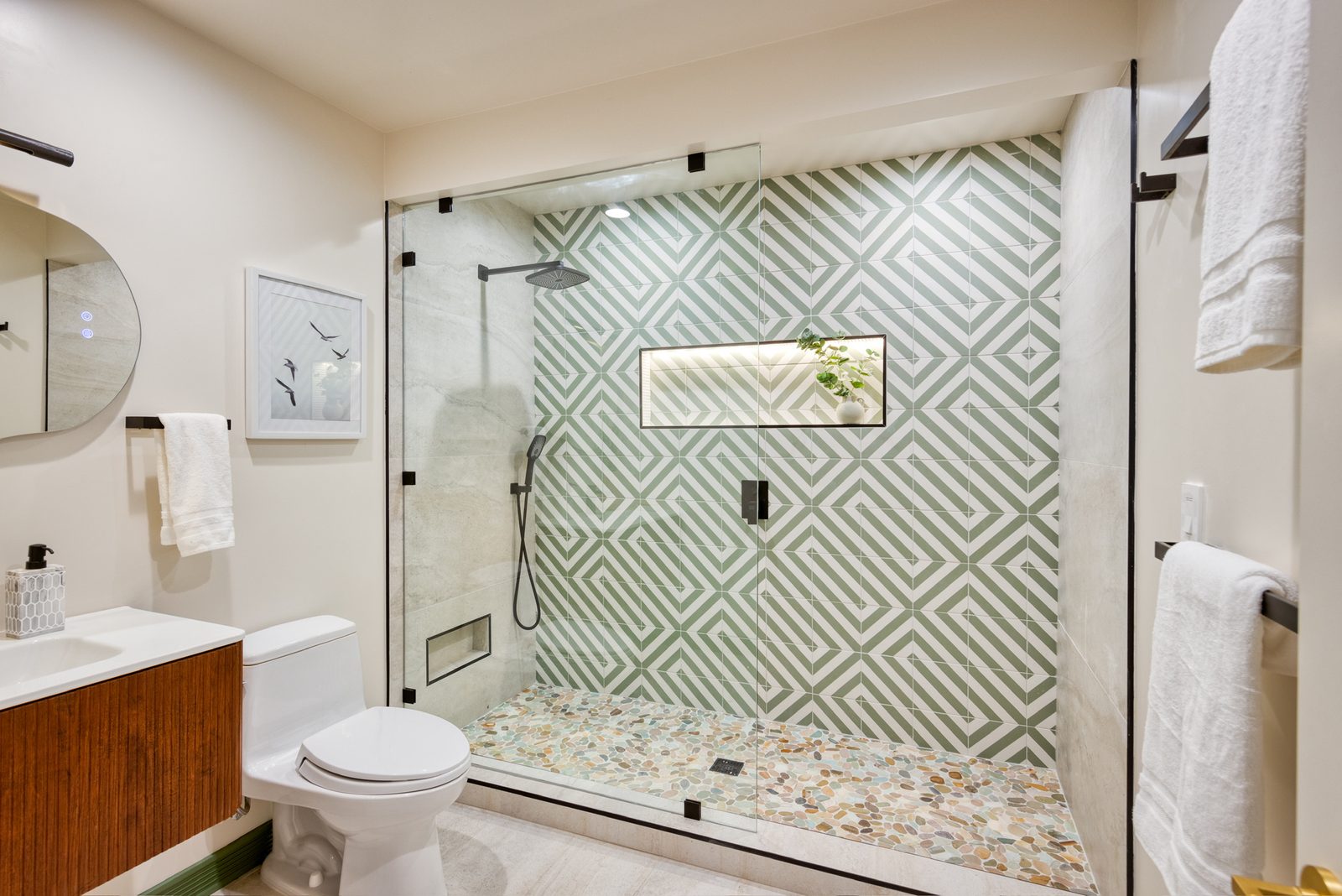 Viridia — green tile hall bath, Lafayette