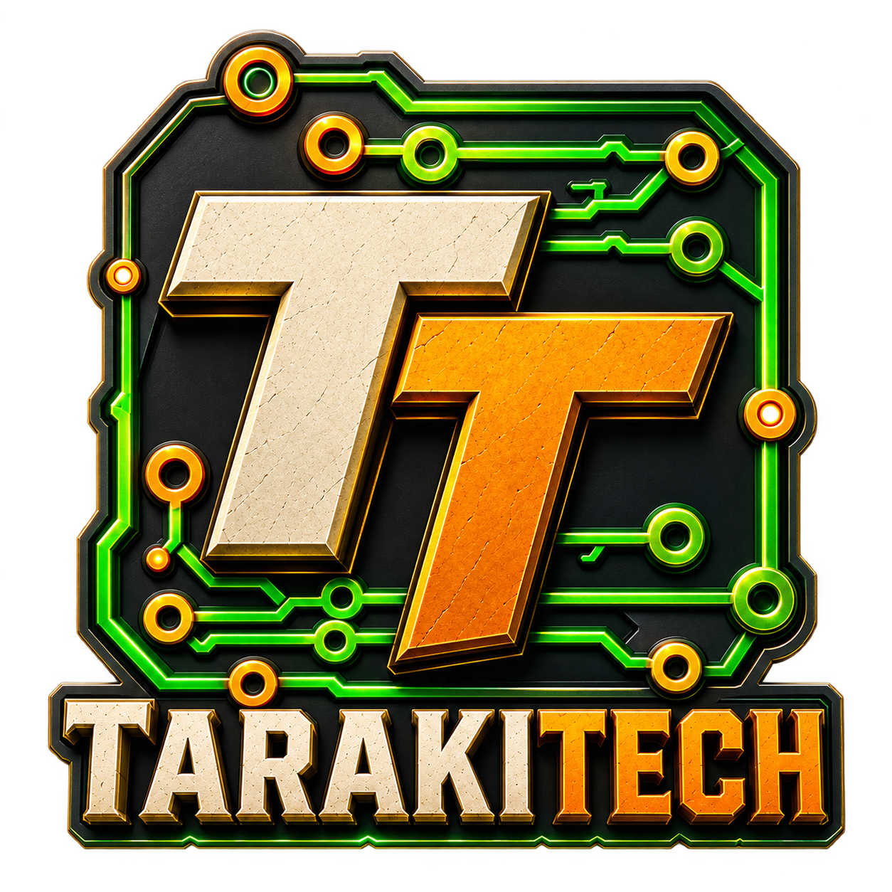 TarakiTech circuit-board badge logo
