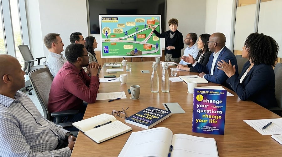 Group showing the book