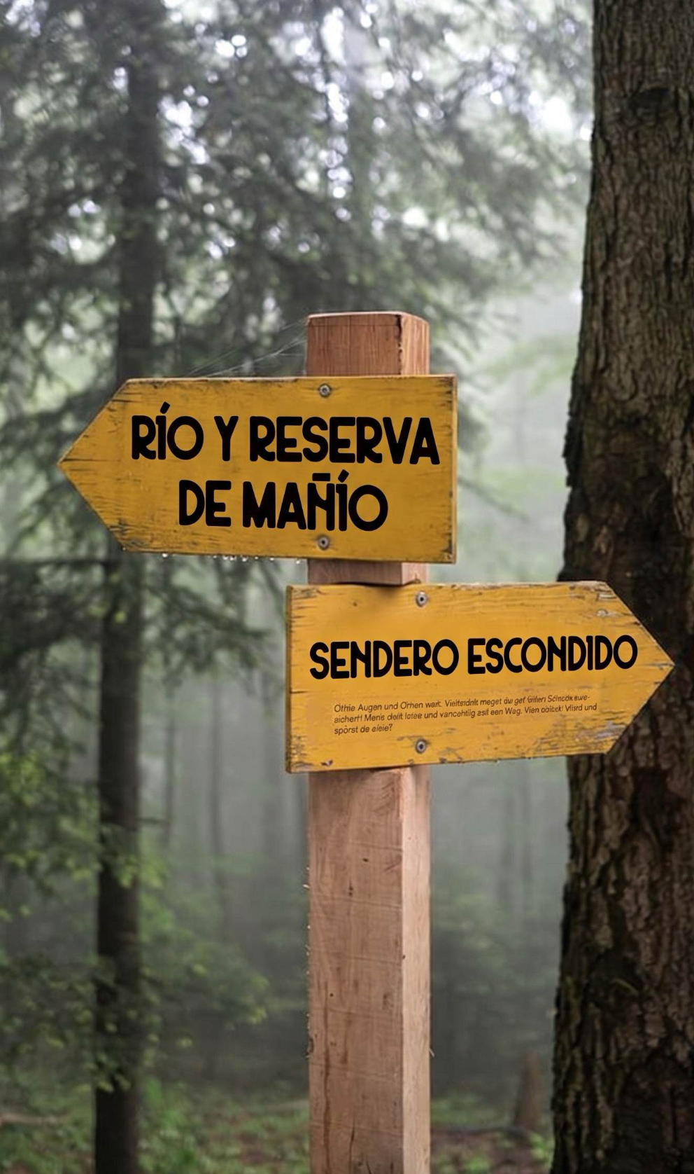 Señalética del predio: Río y Reserva de Mañío