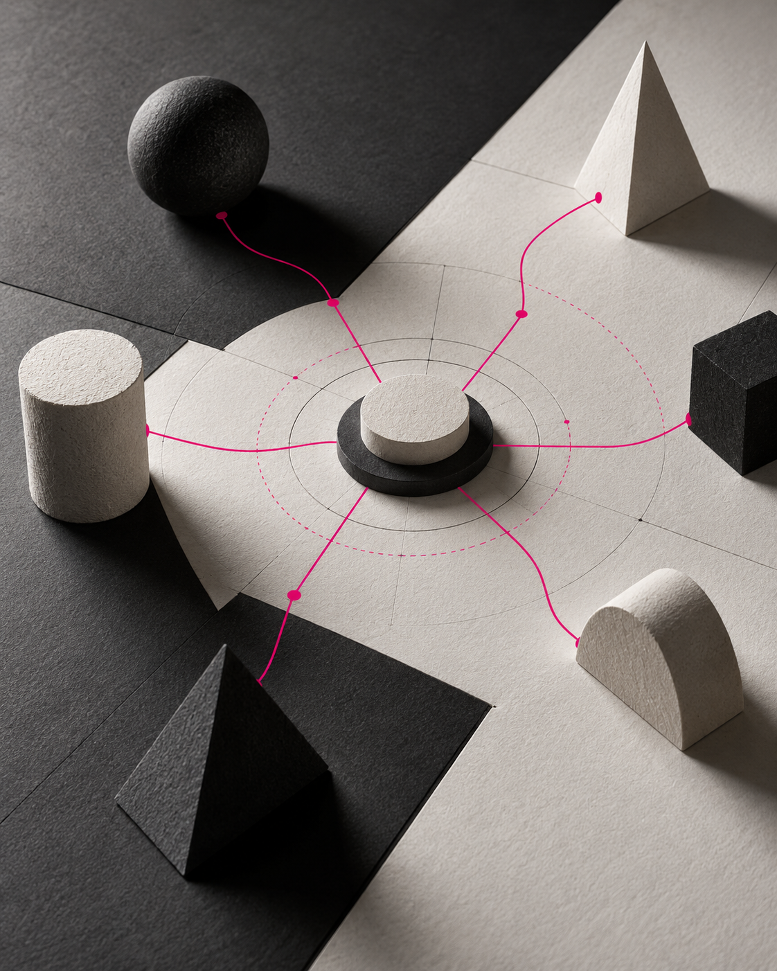 Individual routes connecting through a shared strategic centre