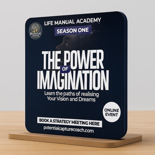 “Potential Capture Coaching ‘Power of Imagination’ course: coach guiding a creative visualization session using imagination coaching for personal transformation, mindset shift, spiritual breakthrough, and creative coaching development.”