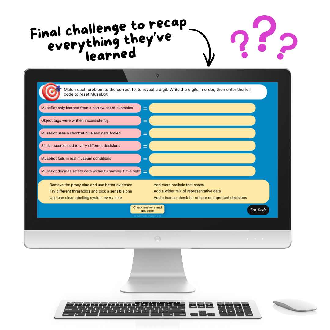 Final challenge to recap everything they’ve learned