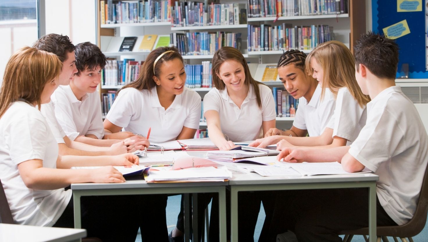 Pupils revising together for their GCSE exams Pupils revising together for their GCSE exams