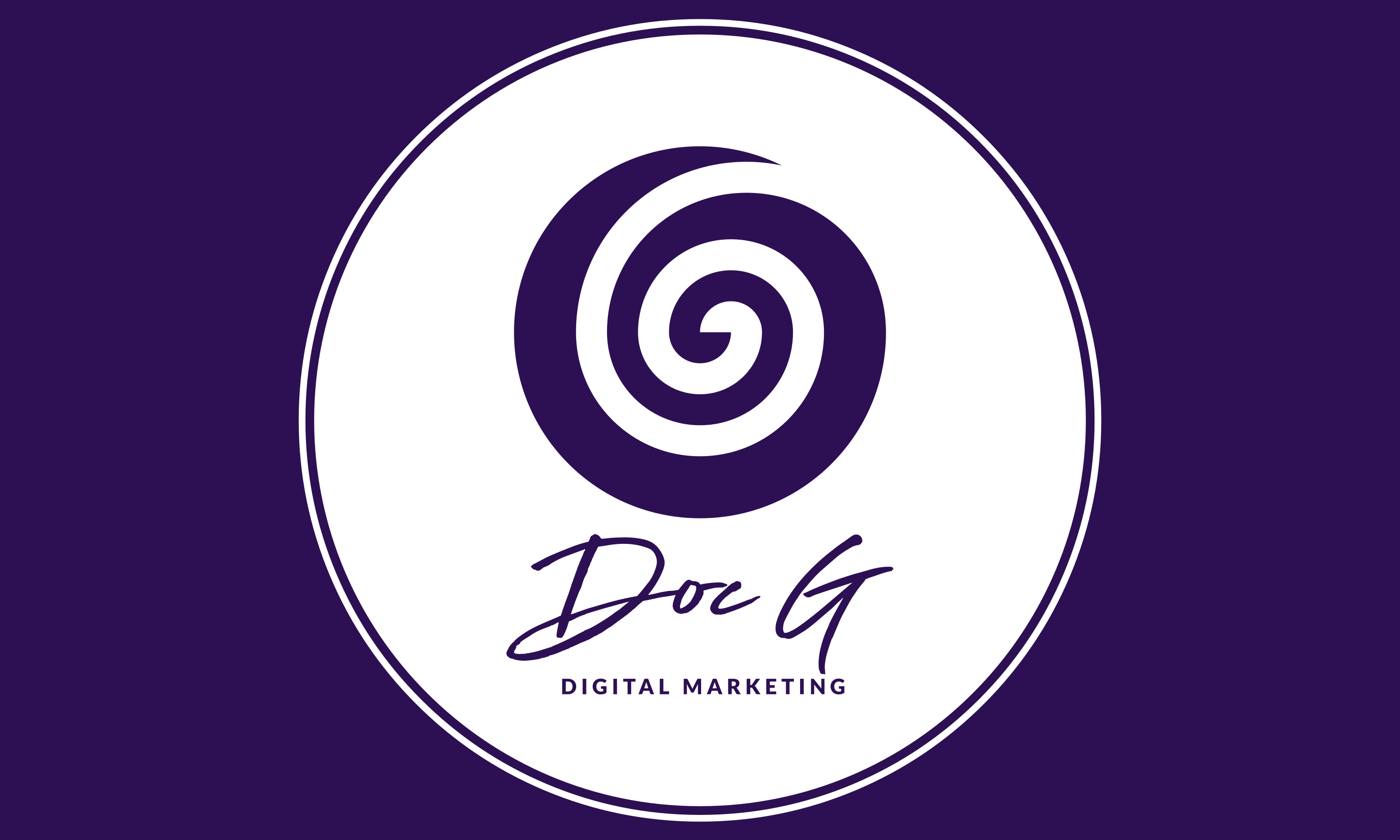 Doc G Logo with purple spiral and text