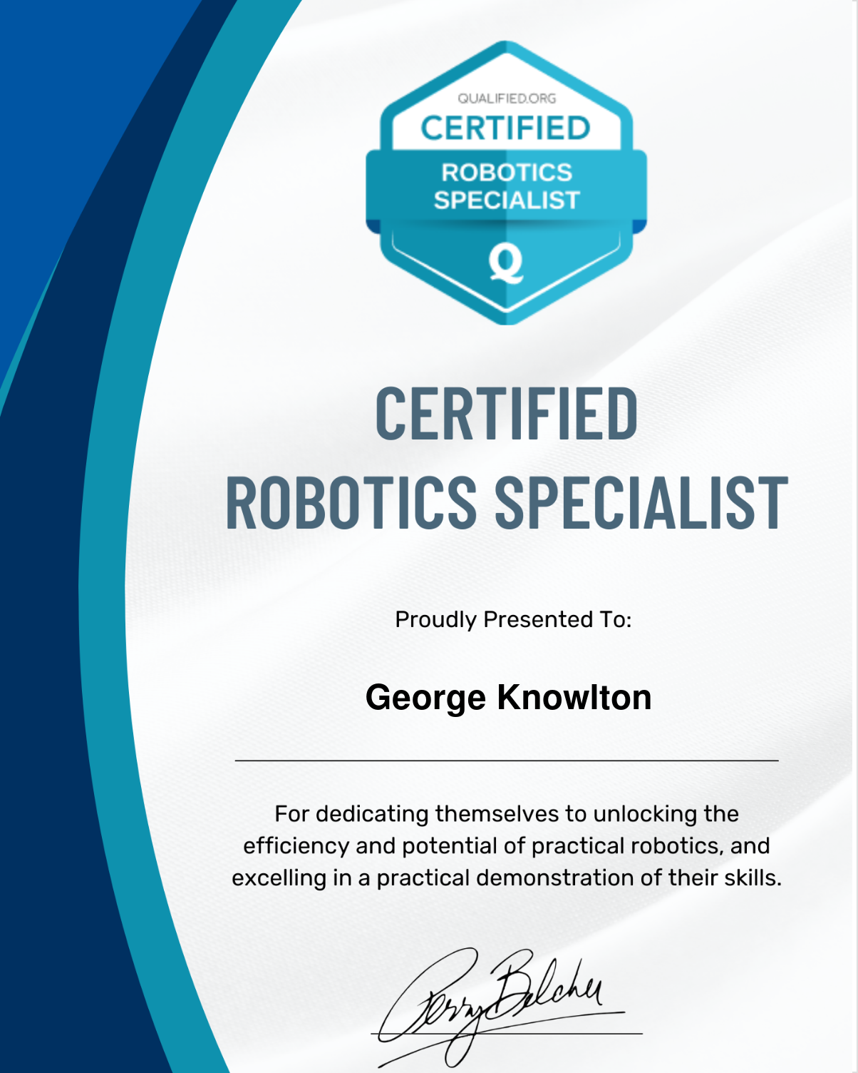 Certified Robotics Specialist — Qualified.org