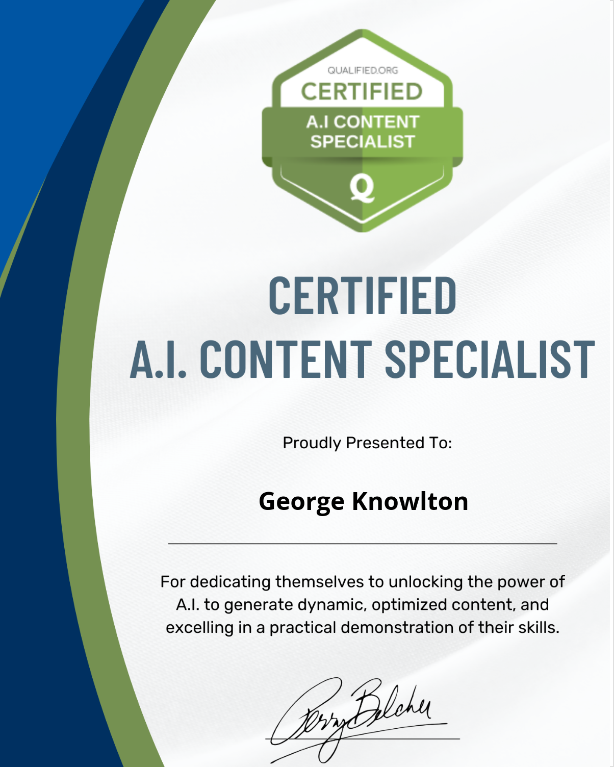 Certified A.I. Content Specialist — Qualified.org