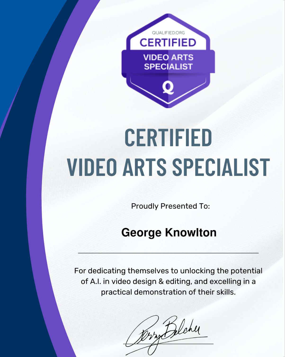 Certified Video Arts Specialist — Qualified.org