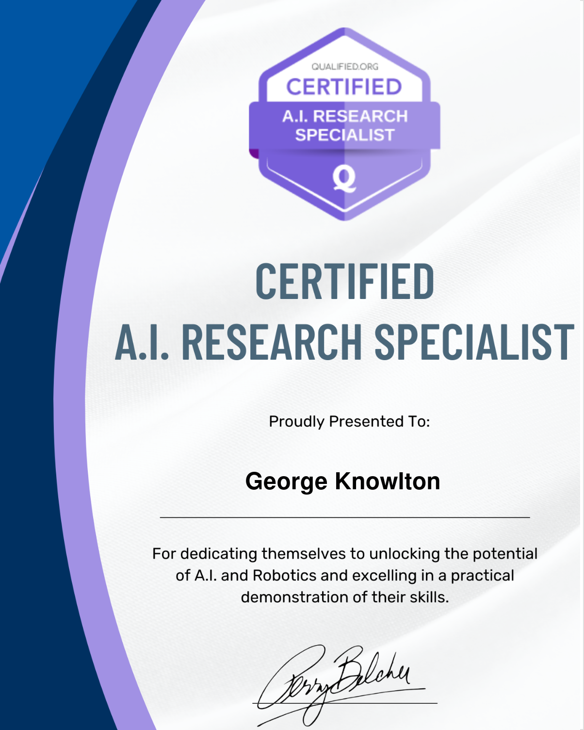 Certified A.I. Research Specialist — Qualified.org