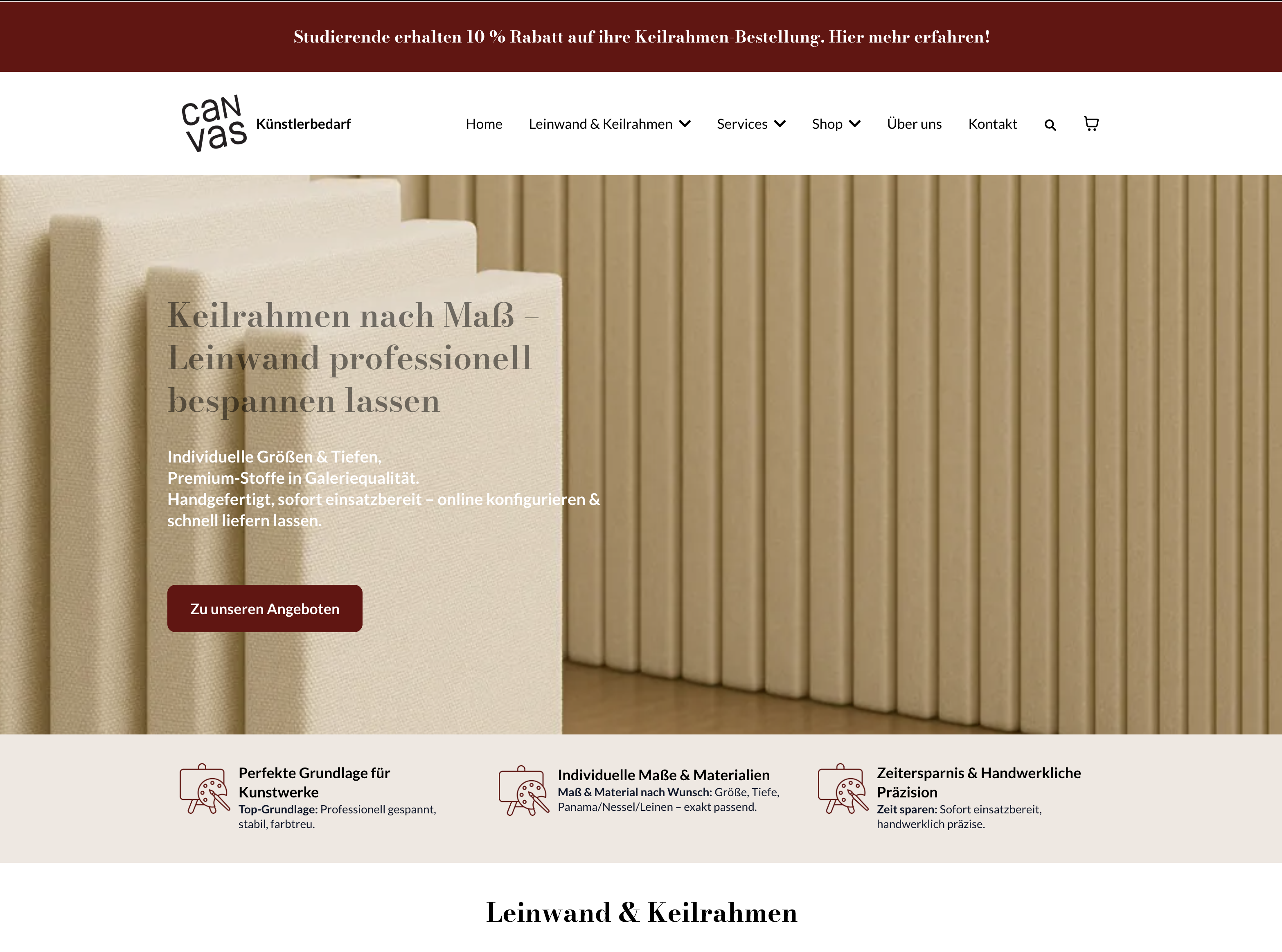 Canvas Künstlerbedarf Website