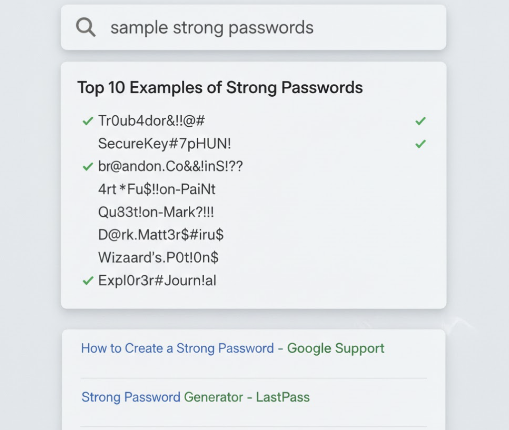 sample strong password to avoid data breach