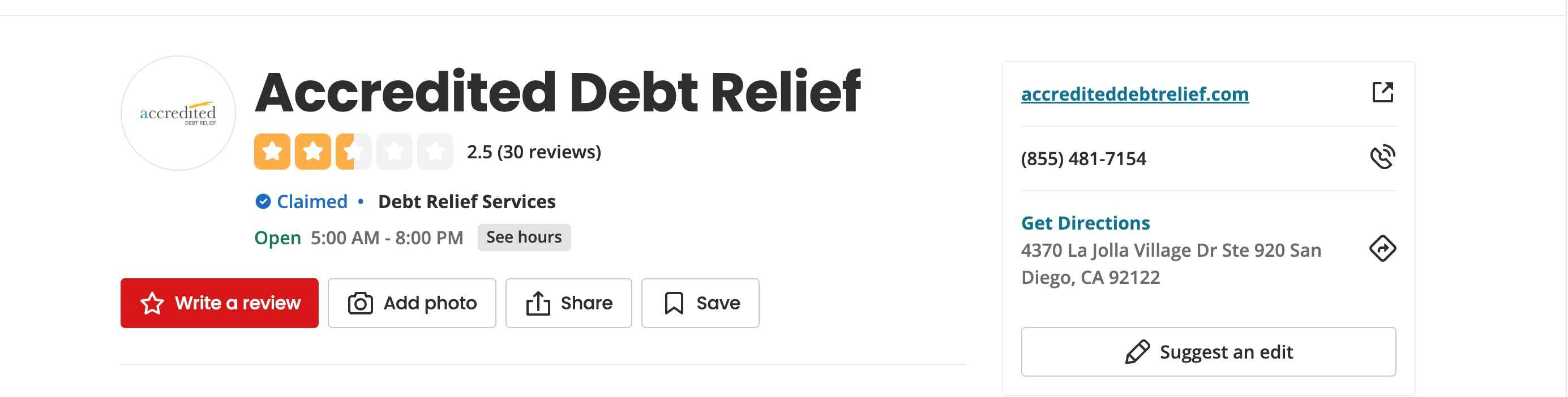 Accredited Debt Relief reviews
