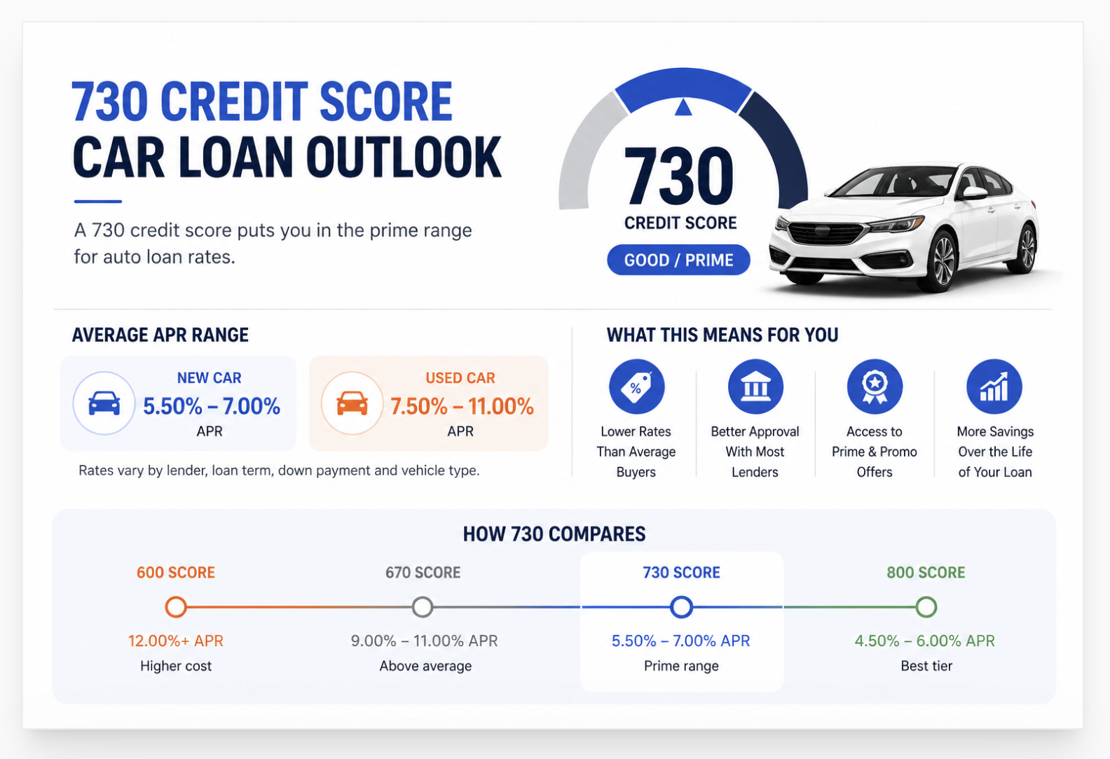 average car loan interest rate for 730 credit score