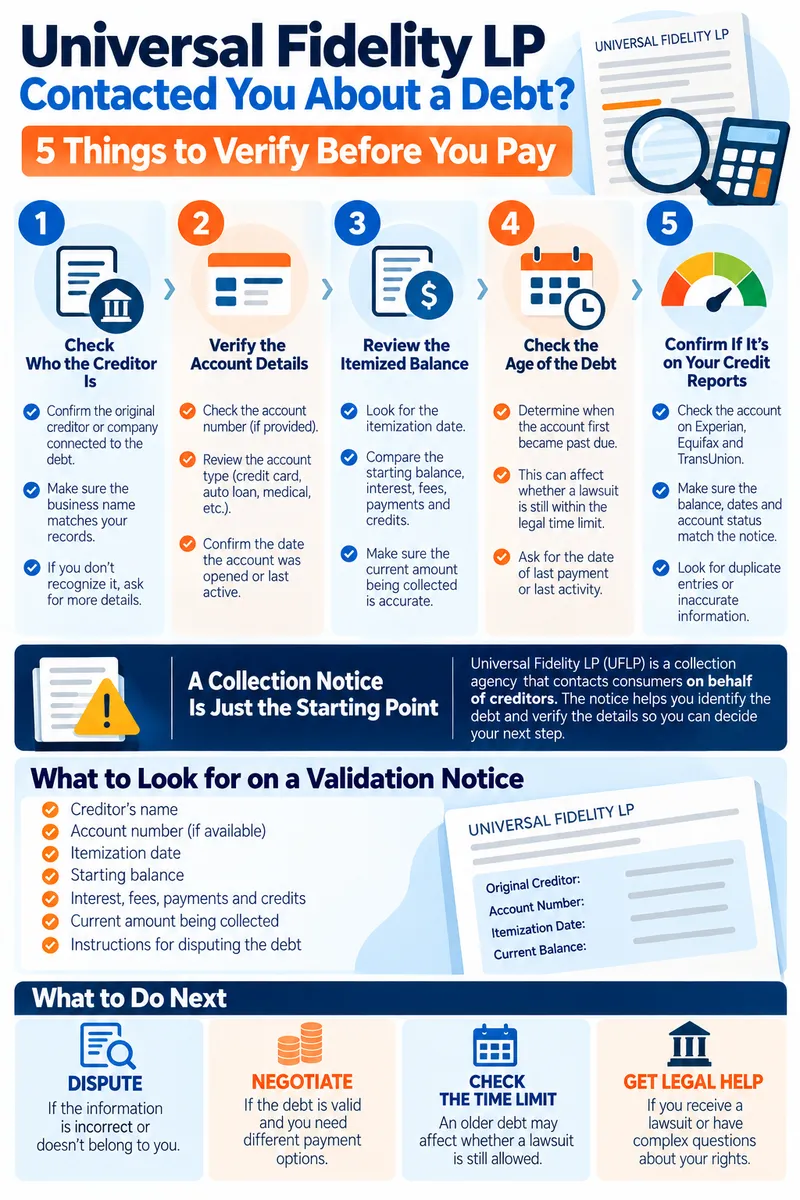 Universal Fidelity LP debt verification checklist