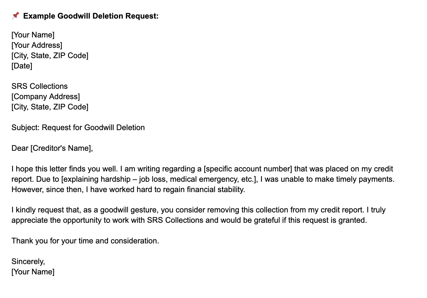 xample Goodwill Deletion Request