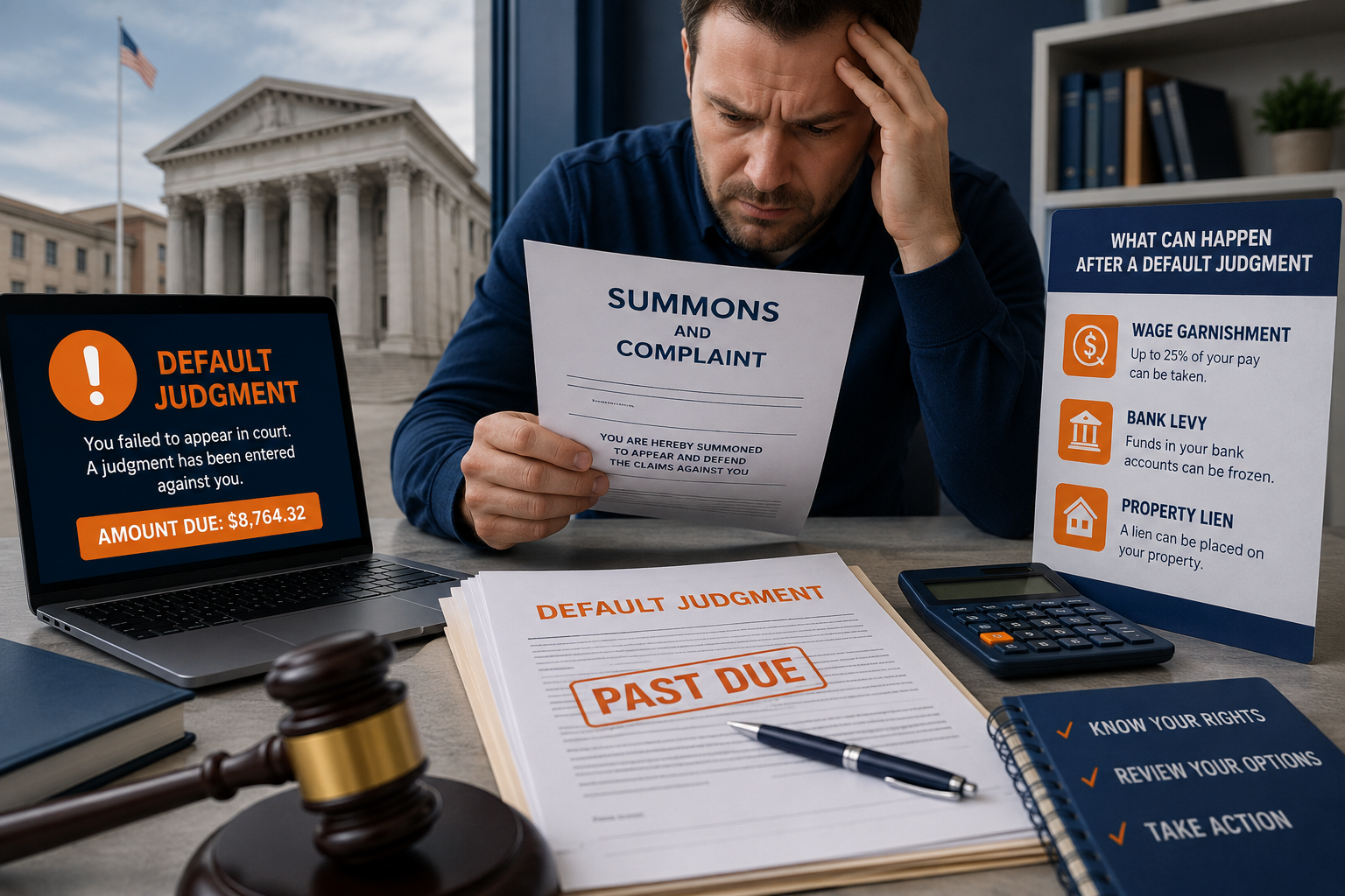 missed court for a debt lawsuit