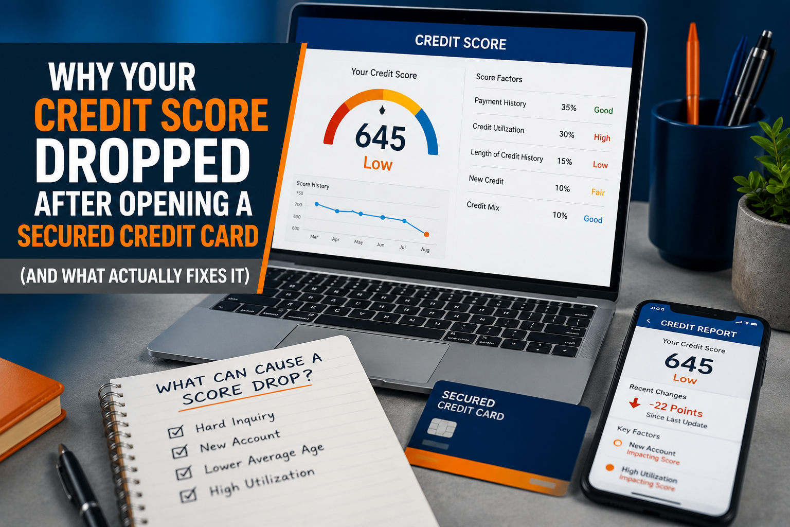 credit score dropped after opening secured credit card