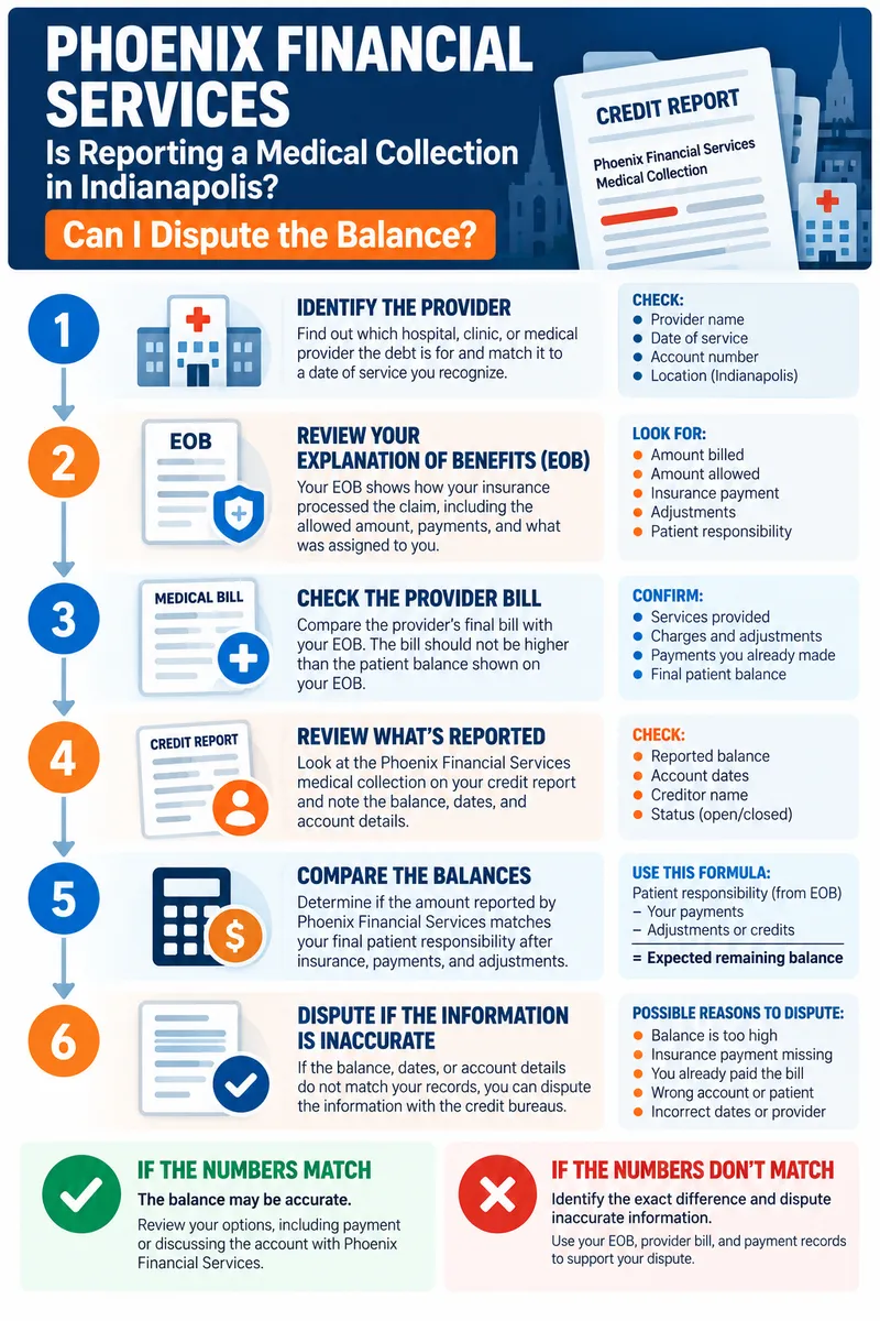 Phoenix Financial Services medical collection balance dispute
