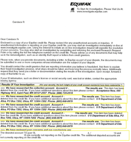Student Loan collections removed from credit report