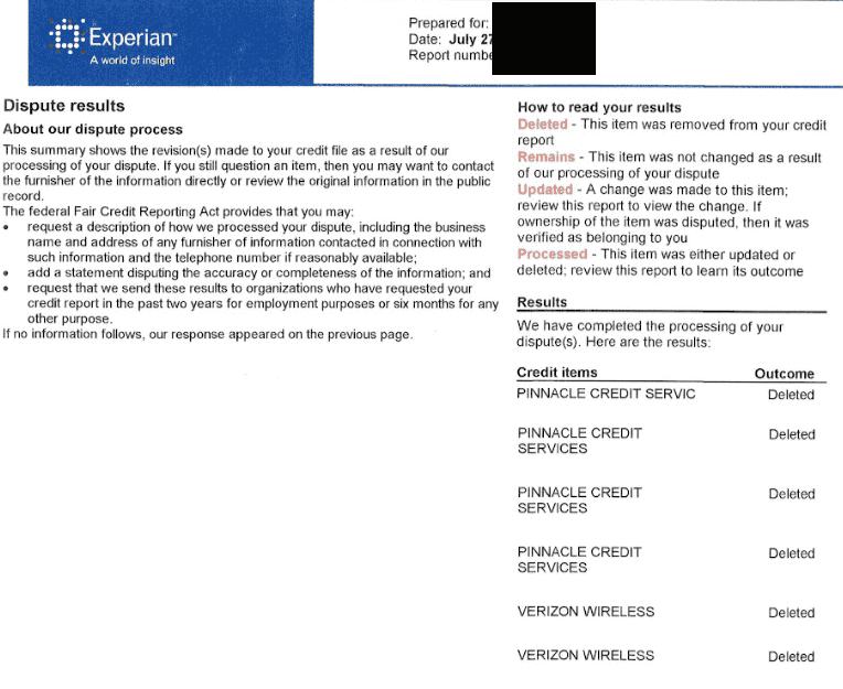 remove pinnacle credit services