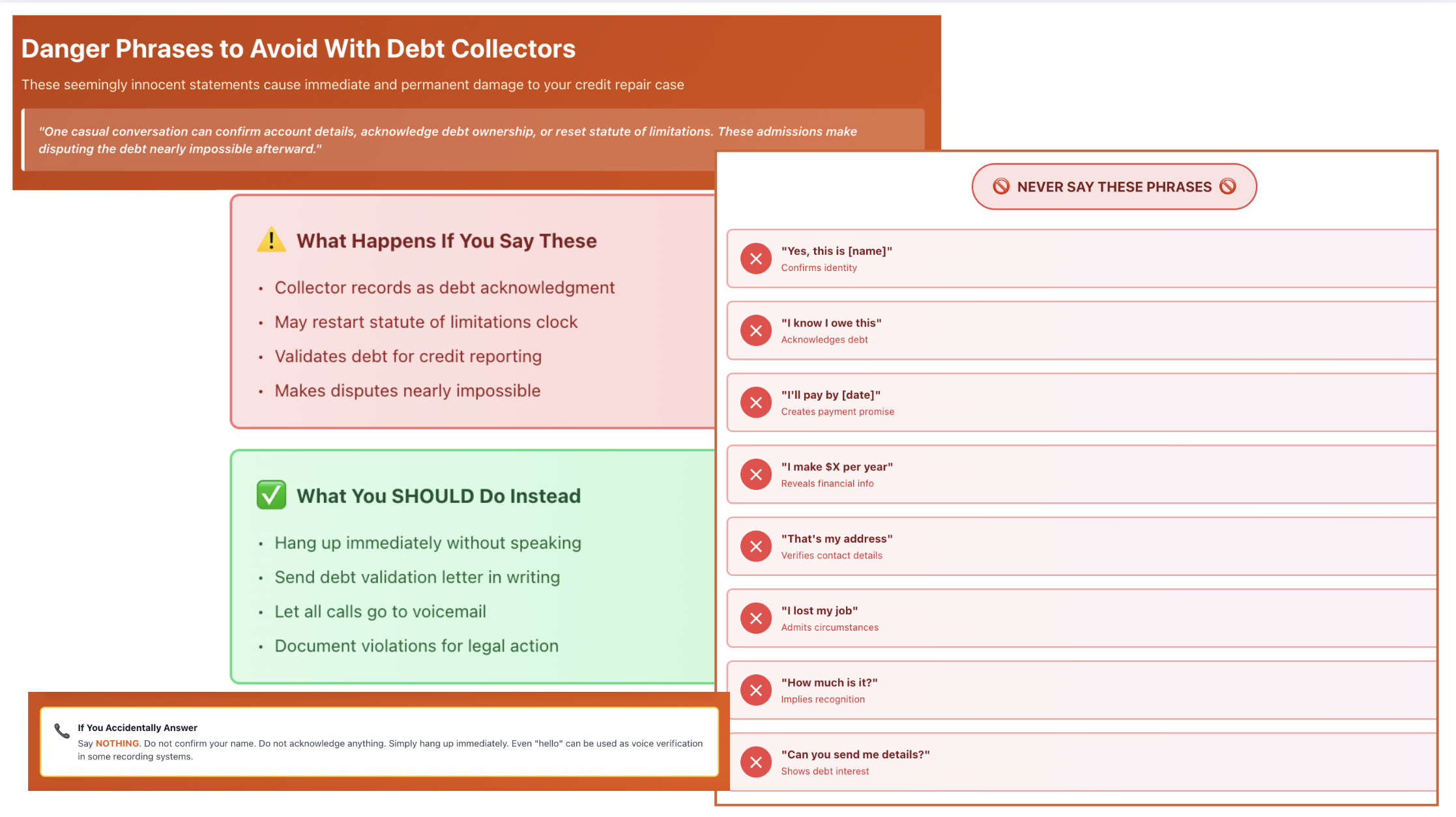 What NOT to Say to a Debt Collector