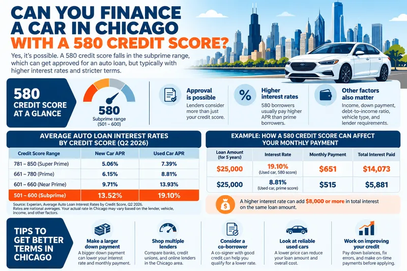 Financing a car in Chicago with a 580 credit score