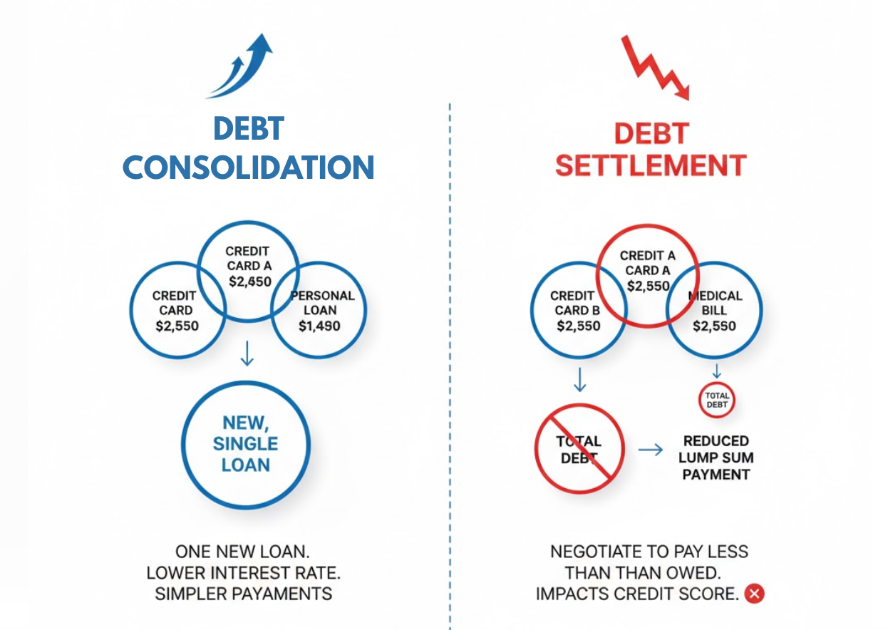 debt consolidation versus debt settlement
