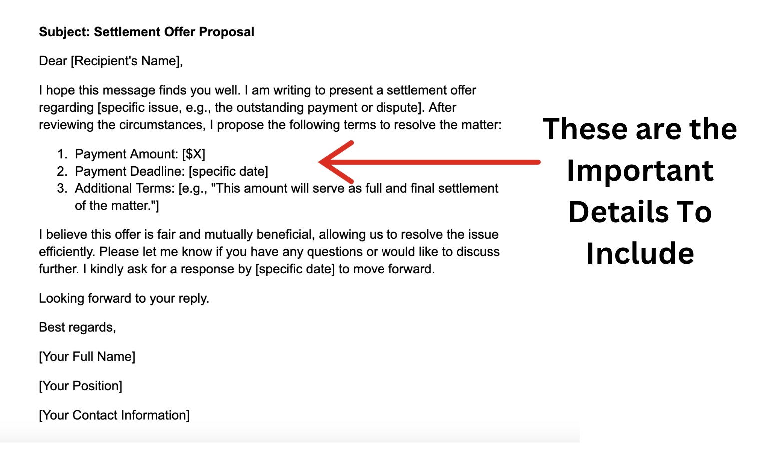 Best debt settlement offer template