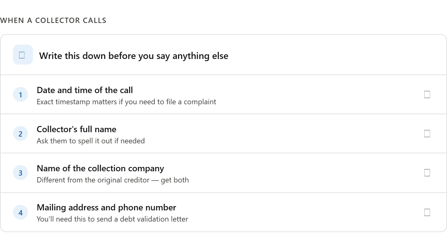 collection call won't tell you creditor