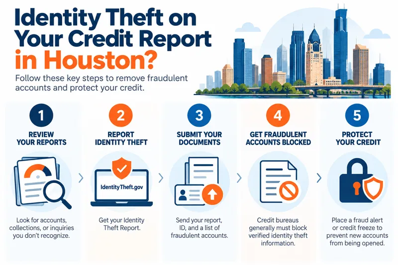 What to dispute after identity theft puts fraudulent accounts on a credit report in Houston