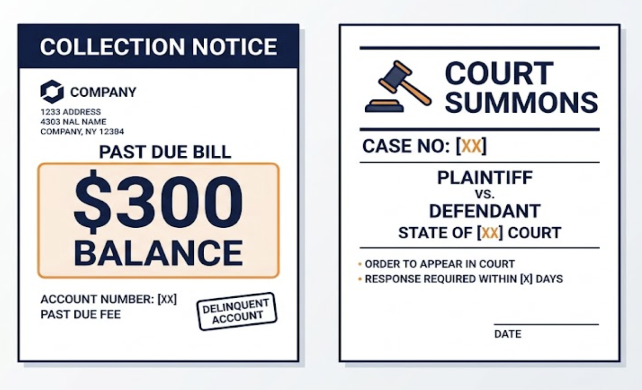 a debt collector can sue for small amount