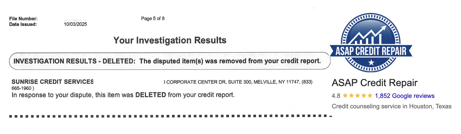 remove Sunrise Credit Services Group