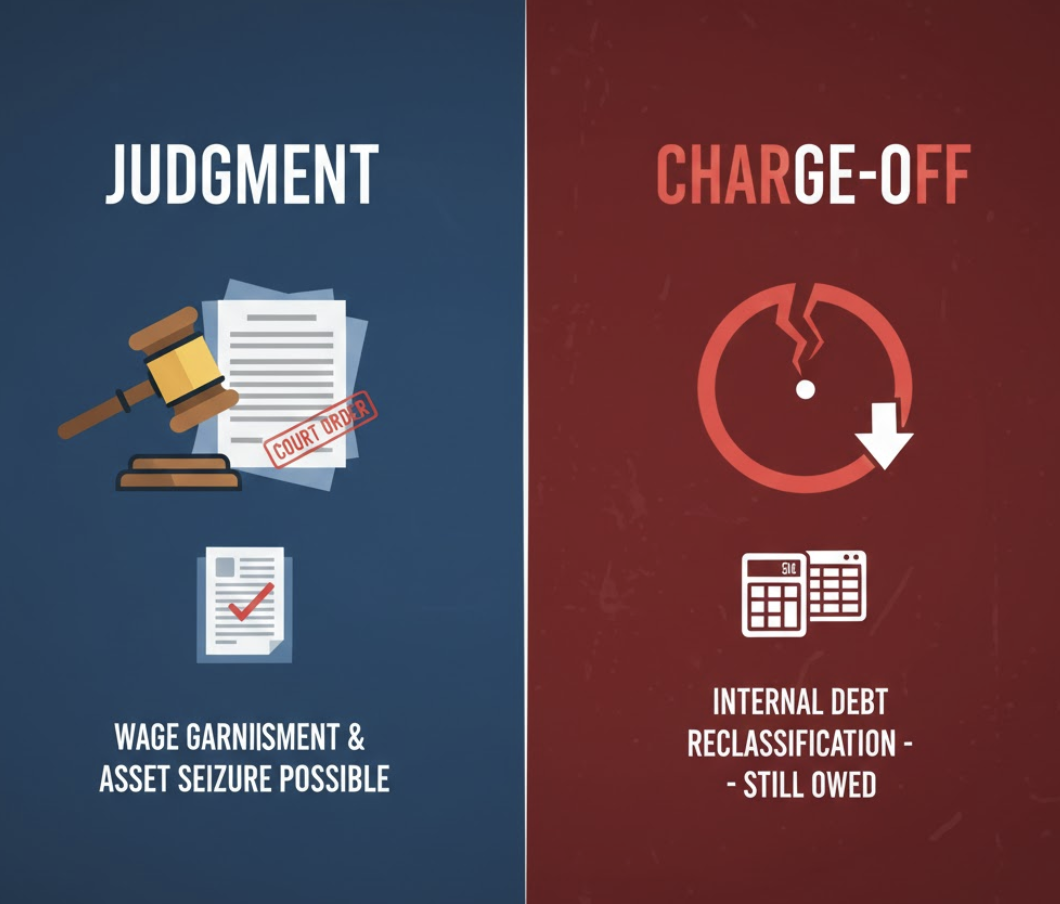 judgement vs charge off