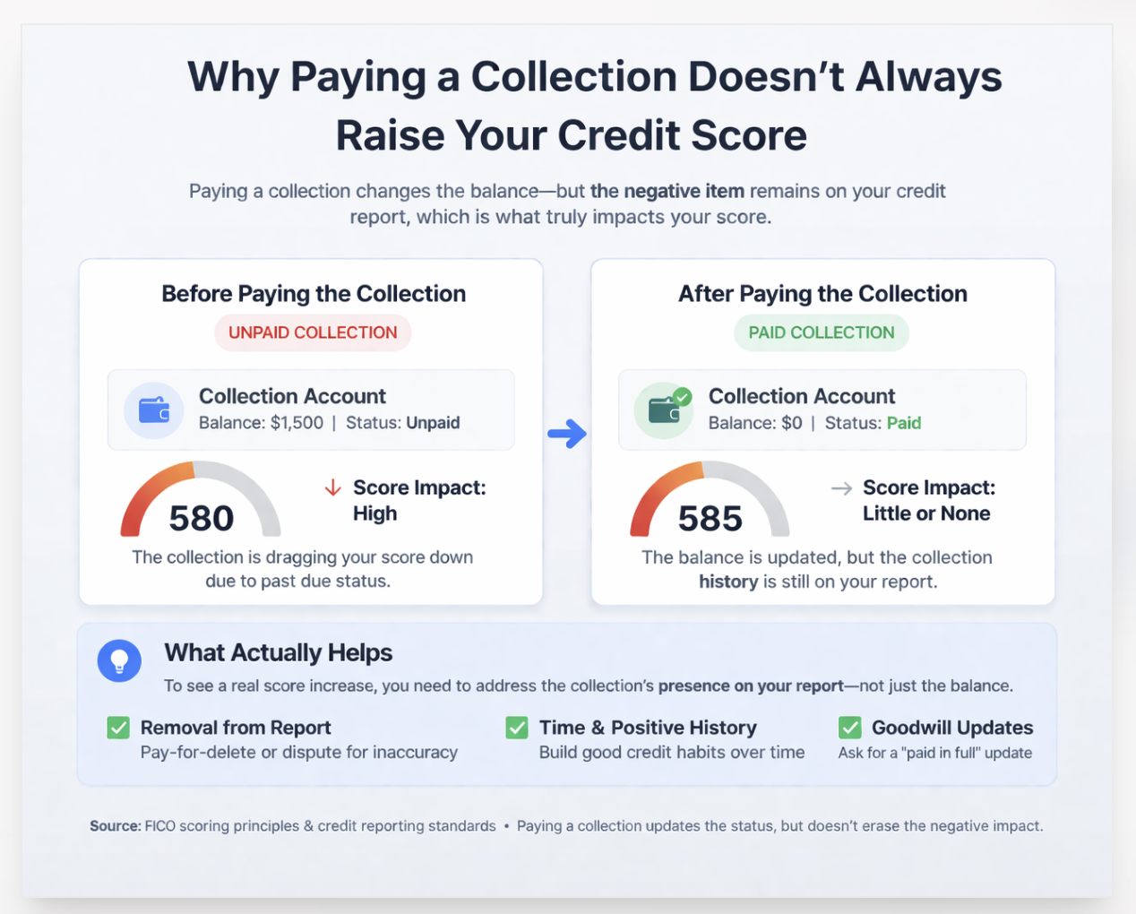 why paying a collection does not always raise your credit score