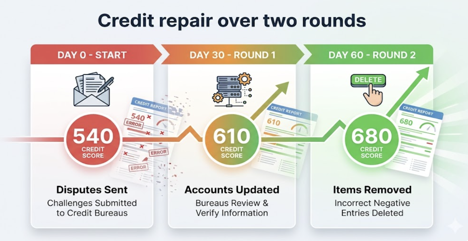 How many points can credit repair increase in 60 days